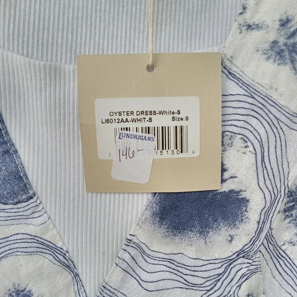 Lands Downunder‎ Italy Oyster Dress Boho LINEN Artsy Abstract Coastal Sz.S - Picture 4 of 5